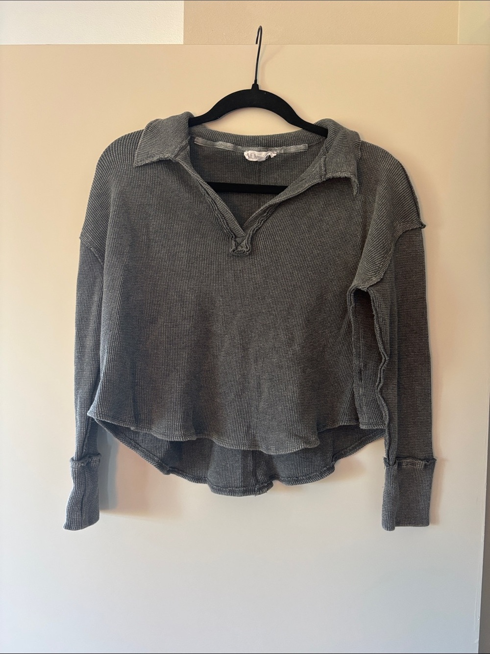 Aemi Co Gray Crop long Sleeve